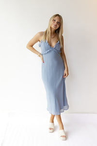 mode, iris ruffle midi dress