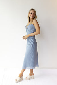 mode, iris ruffle midi dress