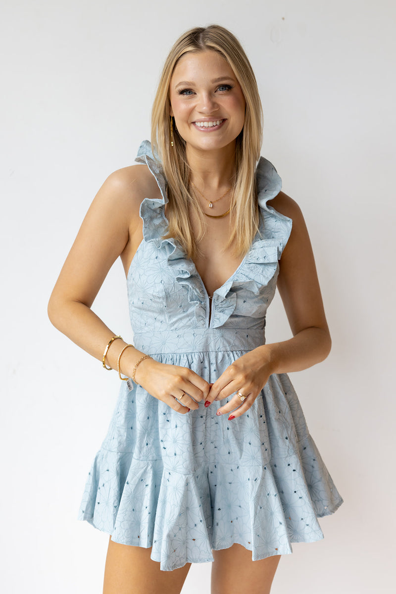 mode, lana lace mini romper