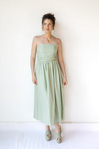 mode, rain strapless maxi dress