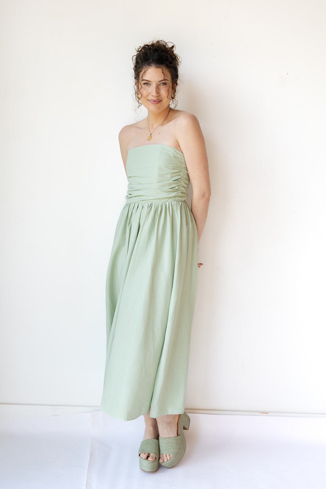 mode, rain strapless maxi dress