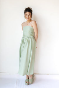 mode, rain strapless maxi dress