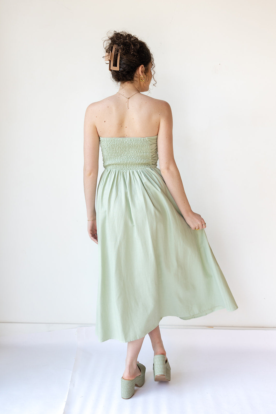 mode, rain strapless maxi dress