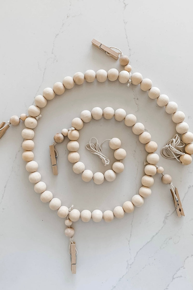 mode, 4ft wood beaded garland w pins