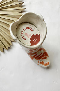 mode, nashville boot candle, cactus flower