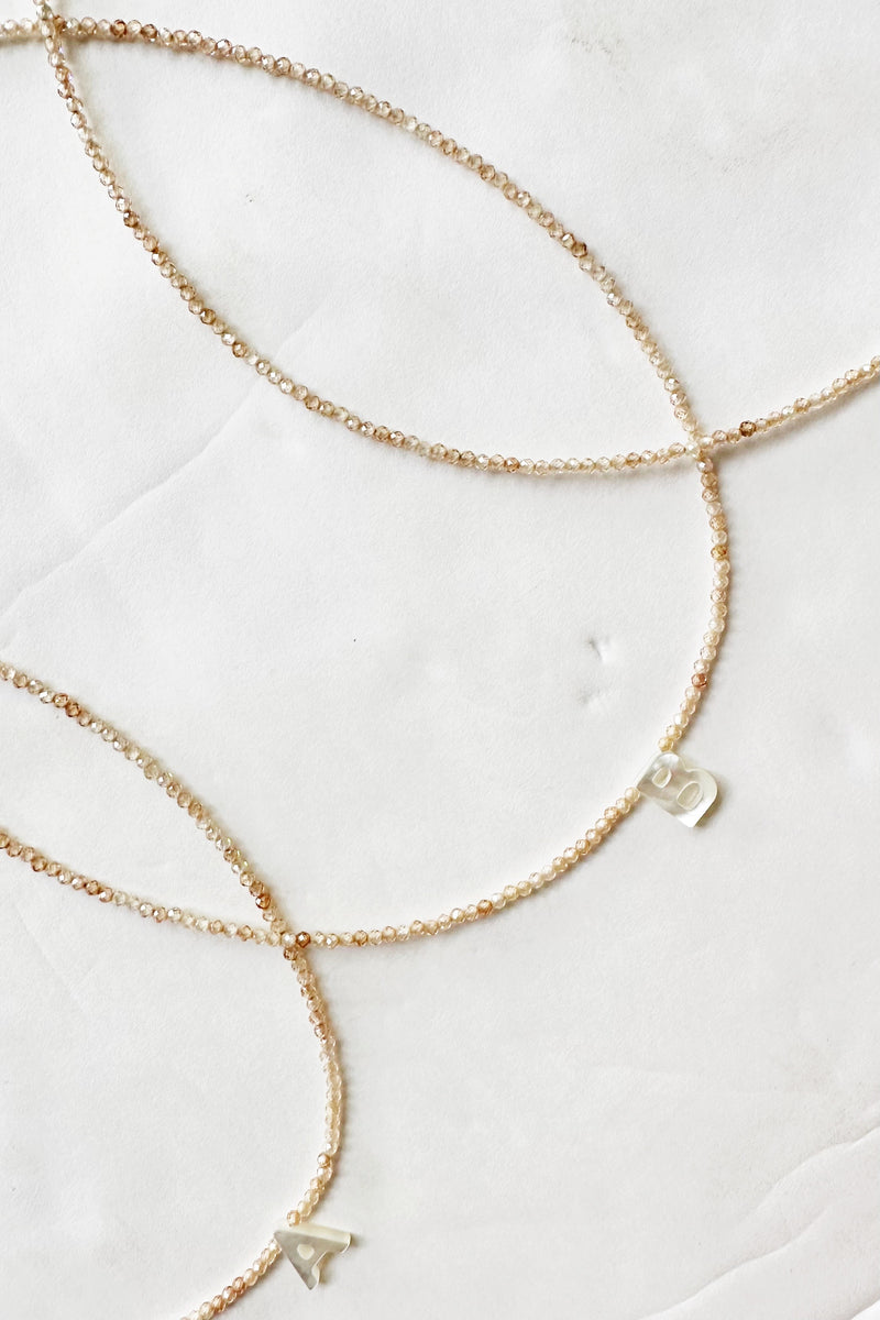 mode, shell initial necklace