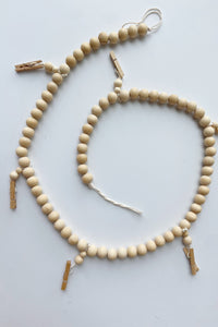 mode, 4ft wood beaded garland w pins