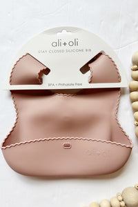 mode, silicone roll up bib, blush
