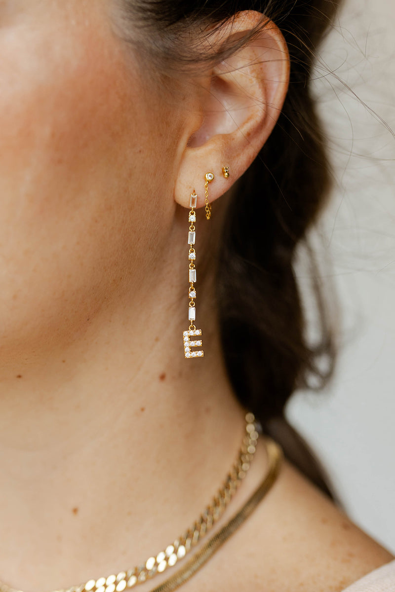 mode, cora initial drop earring
