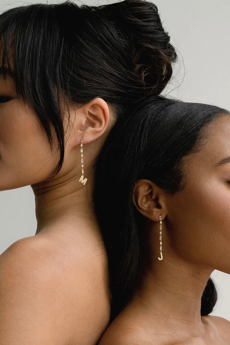 mode, cora initial drop earring