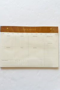 mode, weekly postbound notepad, camel