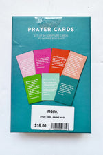 mode, prayer cards, stacked words