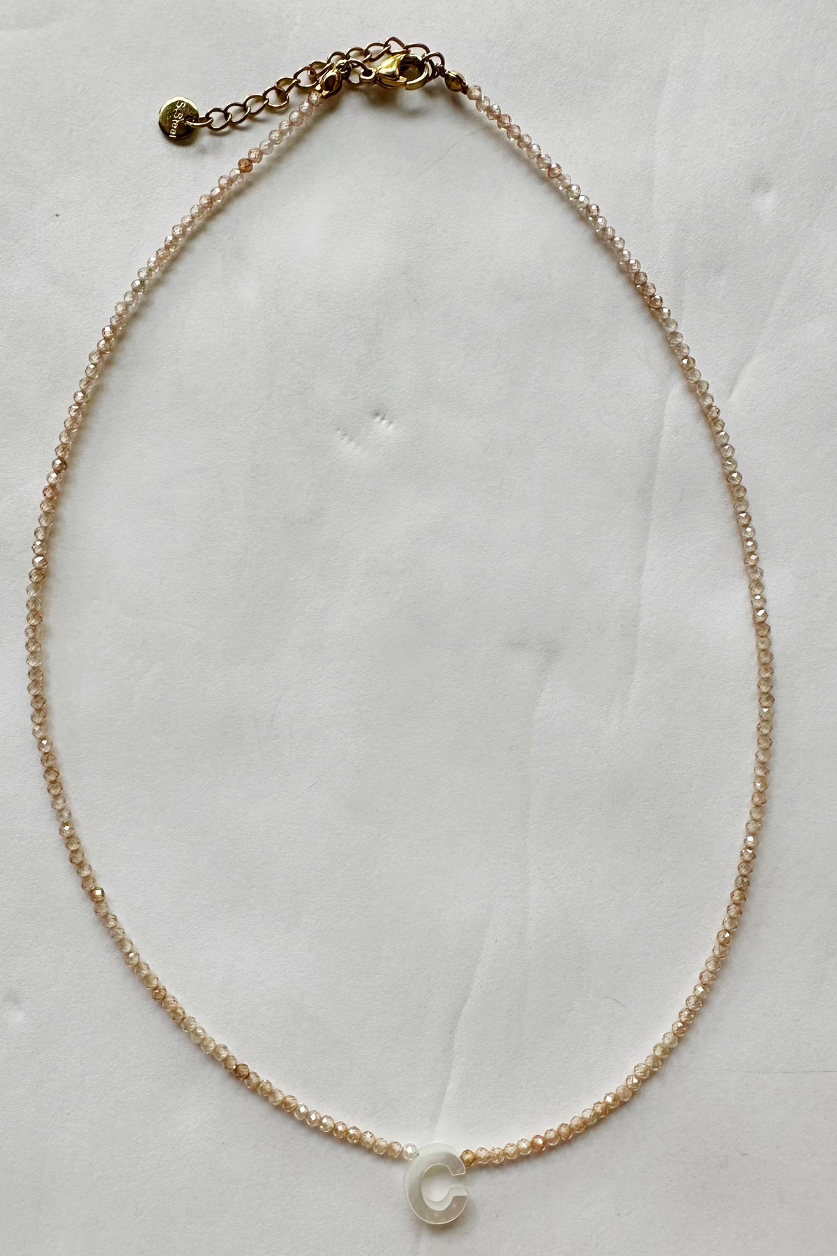 mode, shell initial necklace