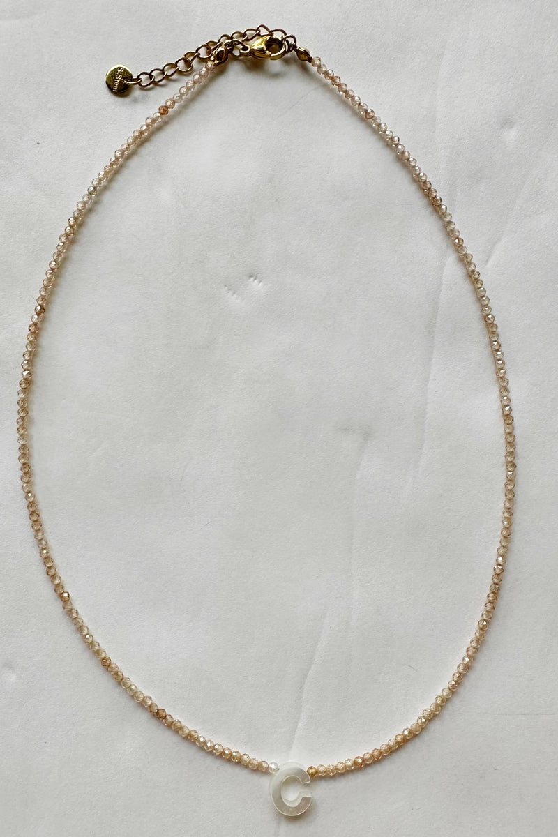 mode, shell initial necklace