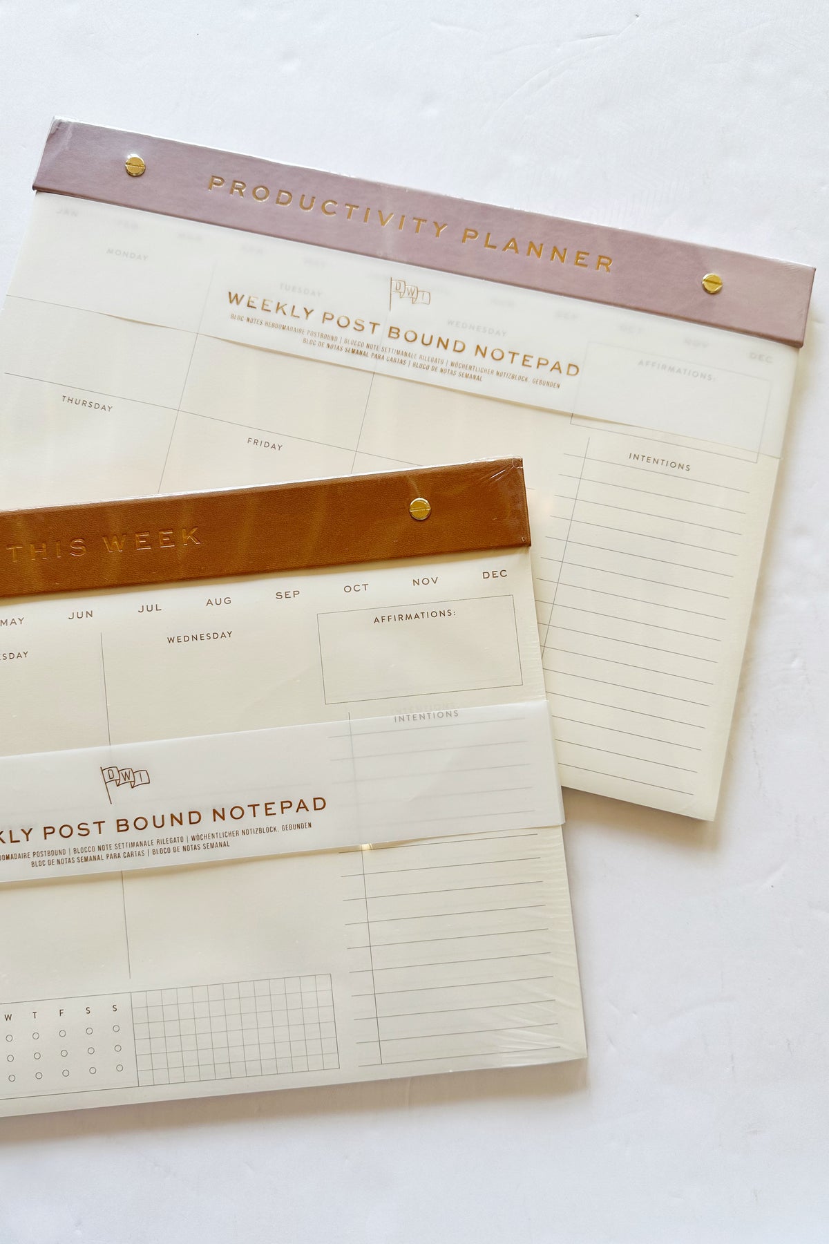 mode, weekly postbound notepad, camel