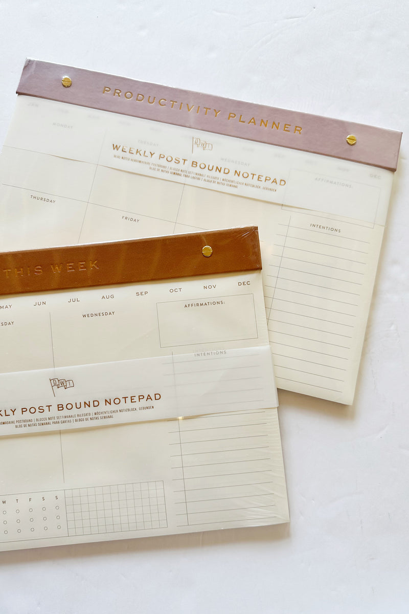 weekly postbound notepad, camel