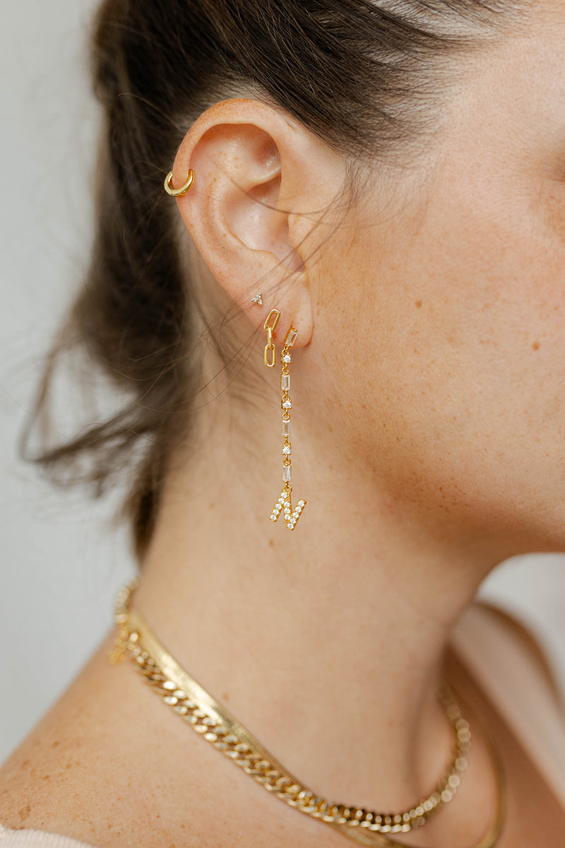 mode, cora initial drop earring