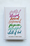 mode, prayer cards, stacked words