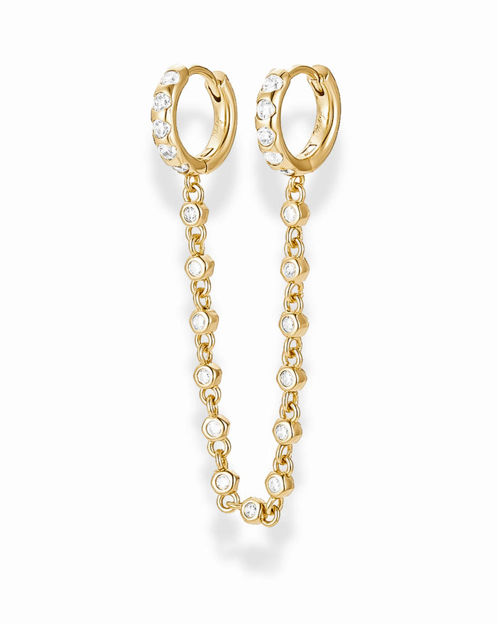 maren double chain hoop- gold plate