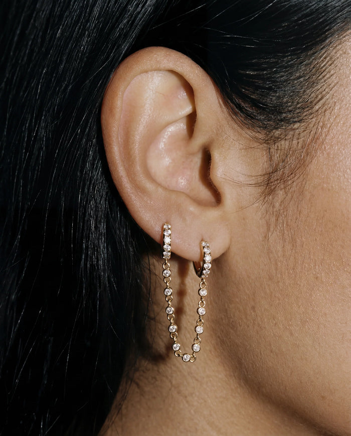 maren double chain hoop- gold plate