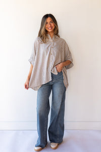 mandi oversized striped button up