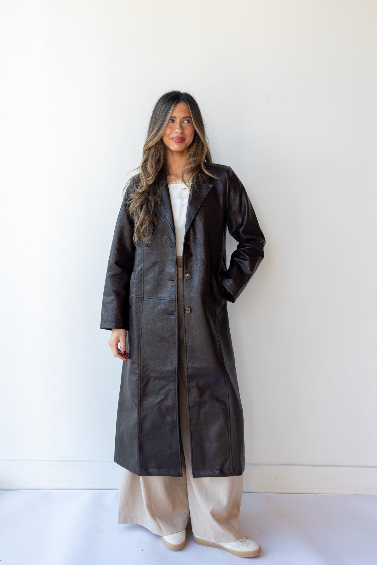 ellis leather trench coat