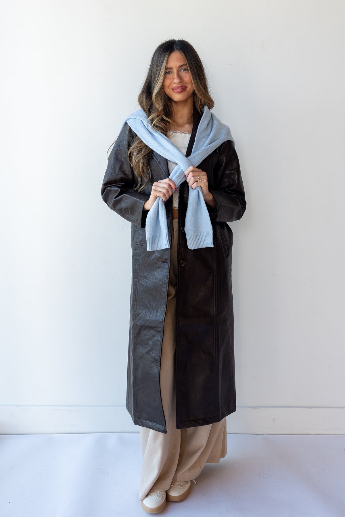 ellis leather trench coat