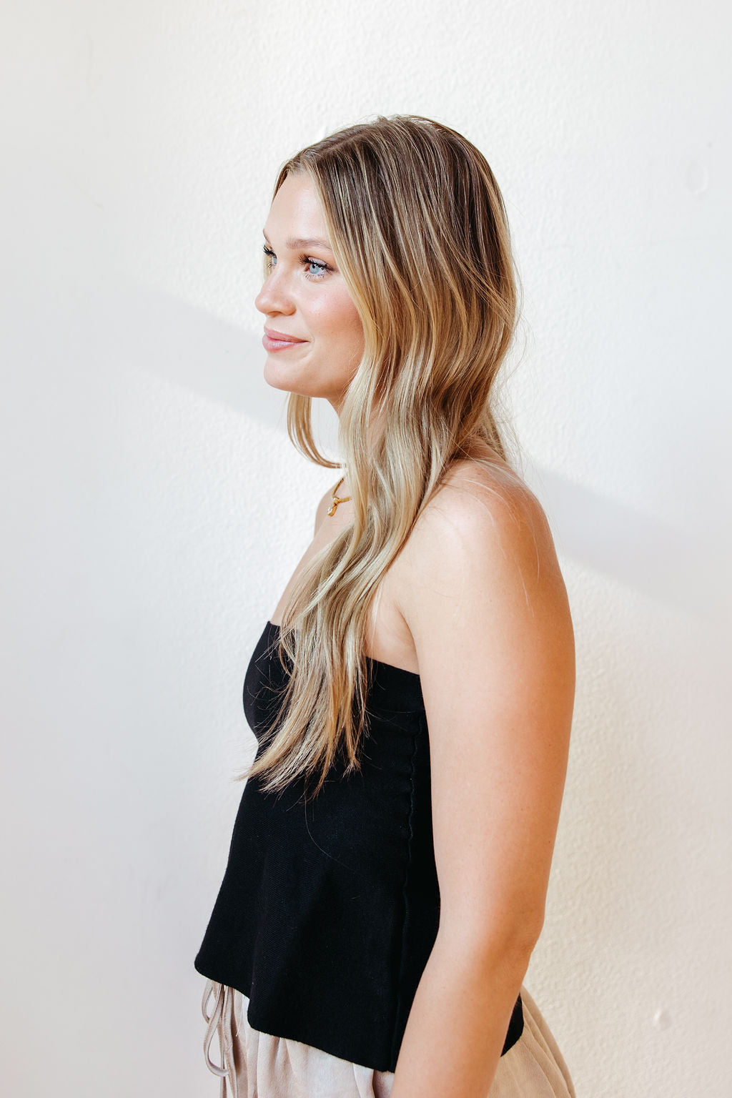 zaria strapless knit peplum top