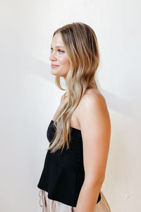 zaria strapless knit peplum top