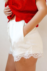 elsa lace satin shorts