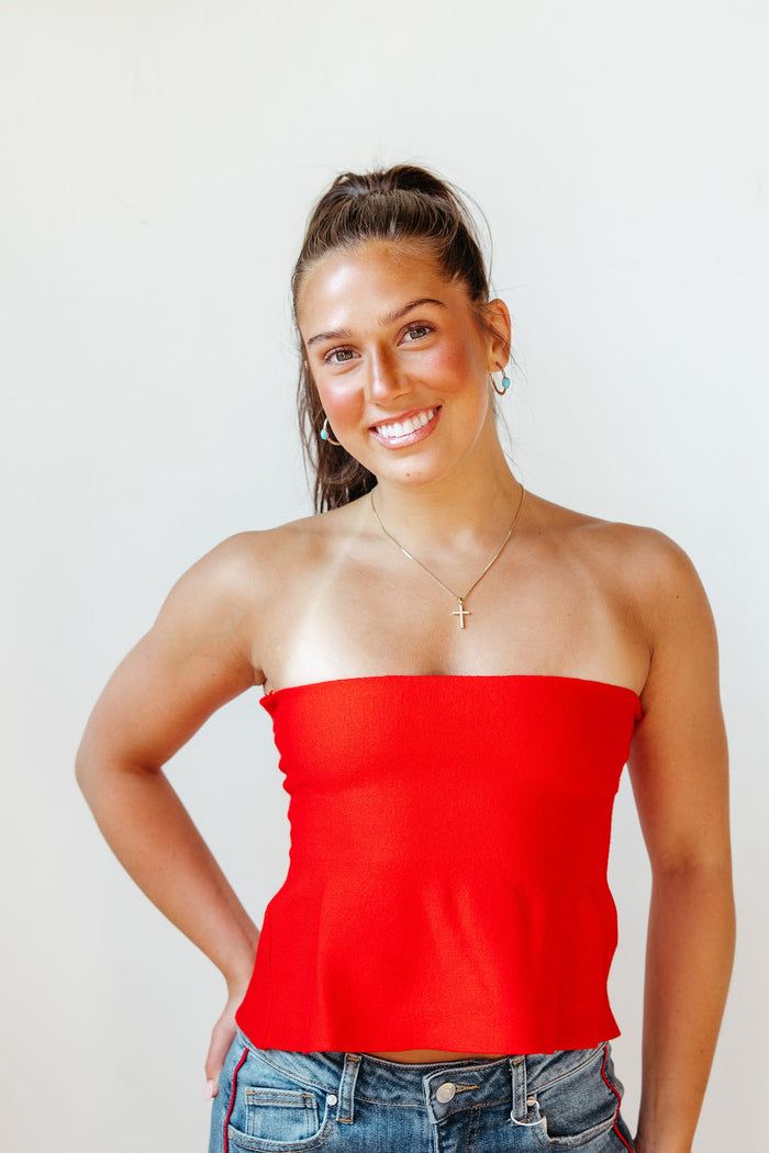 zaria strapless knit peplum top