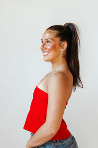 zaria strapless knit peplum top