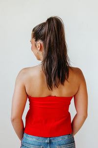 zaria strapless knit peplum top