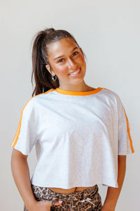 cece contrast trim cropped tee