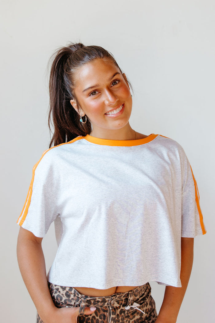 cece contrast trim cropped tee