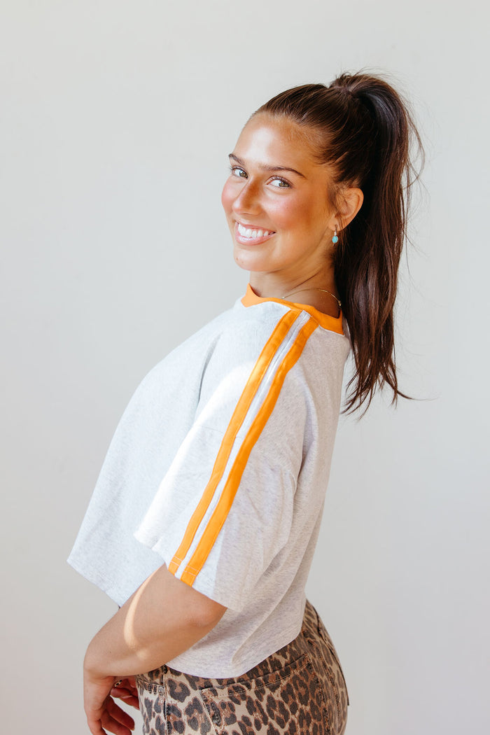 cece contrast trim cropped tee
