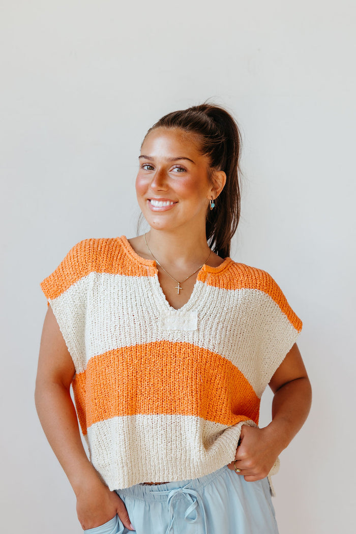 megan sleeveless striped sweater