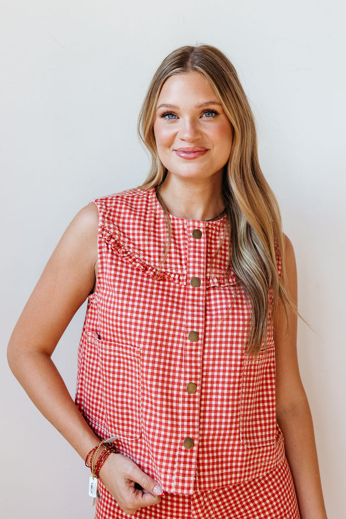 lara gingham vest