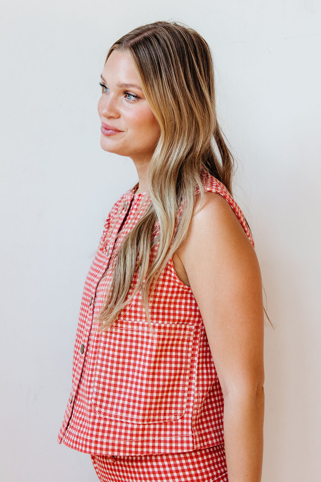 lara gingham vest