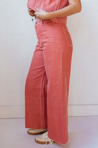lara gingham wide leg pants