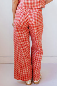 lara gingham wide leg pants