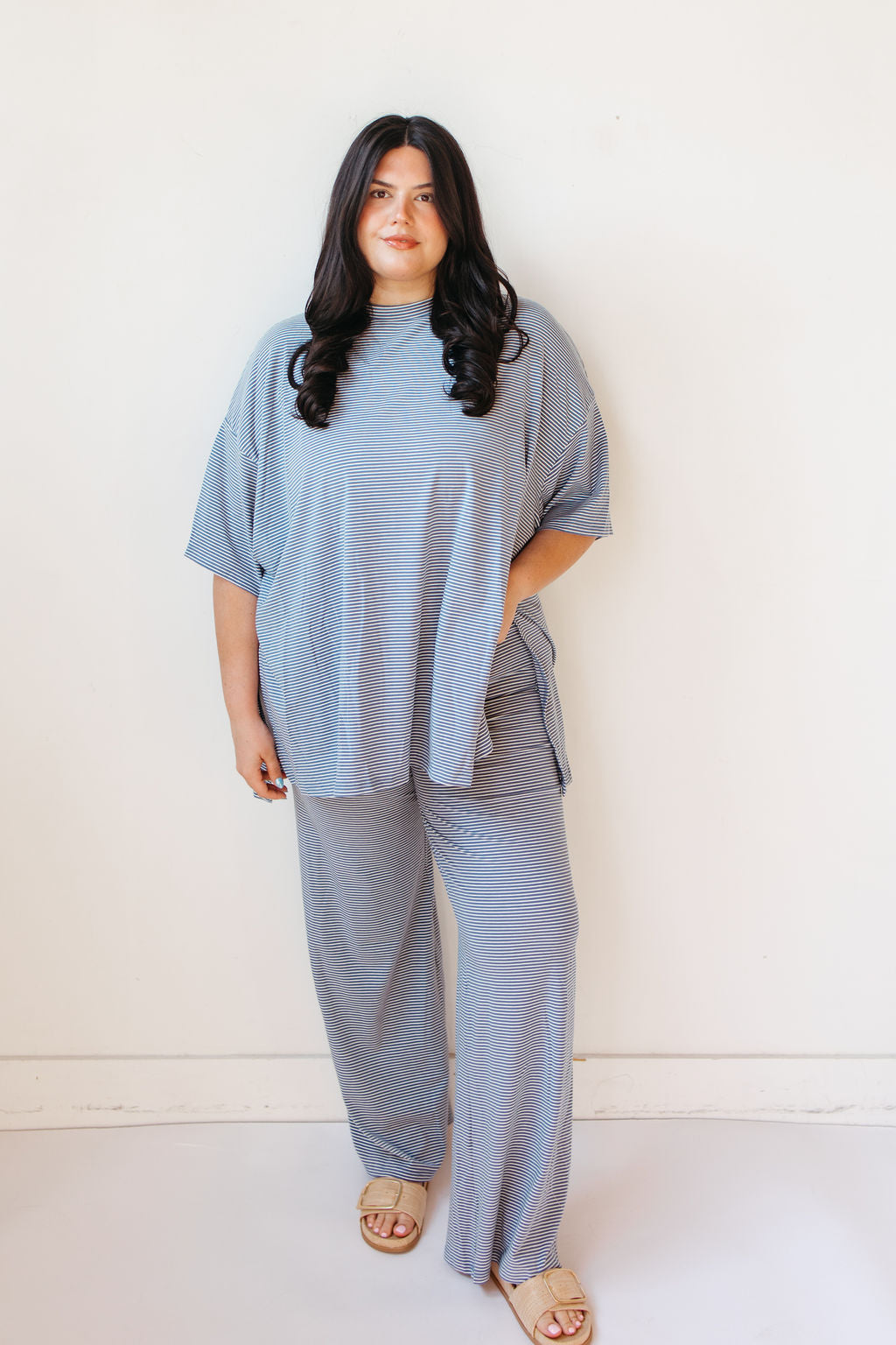 simple stripe you are loved pant set
