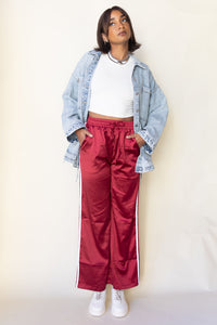 mode, merlot elegance silk pants