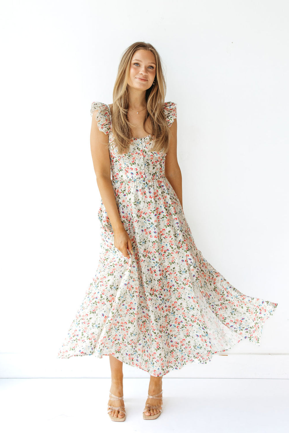 cream multi floral