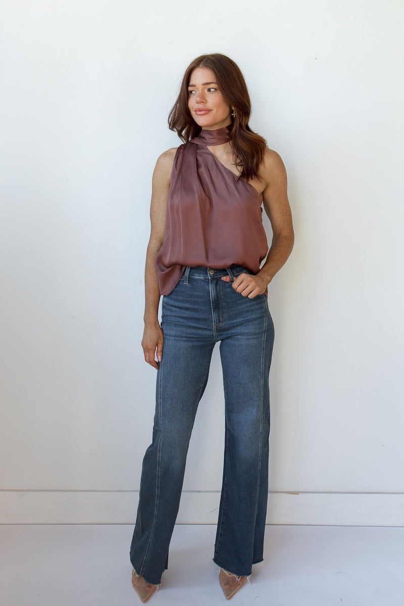 mode, far out with seaming high rise wide leg