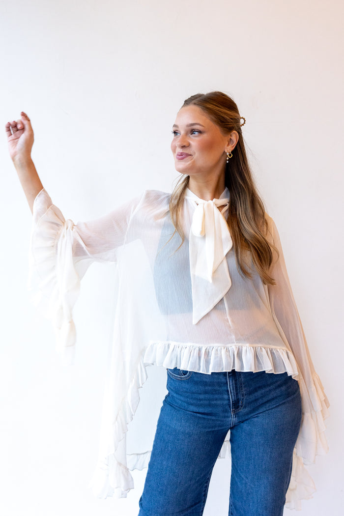 angel sheer ruffle blouse