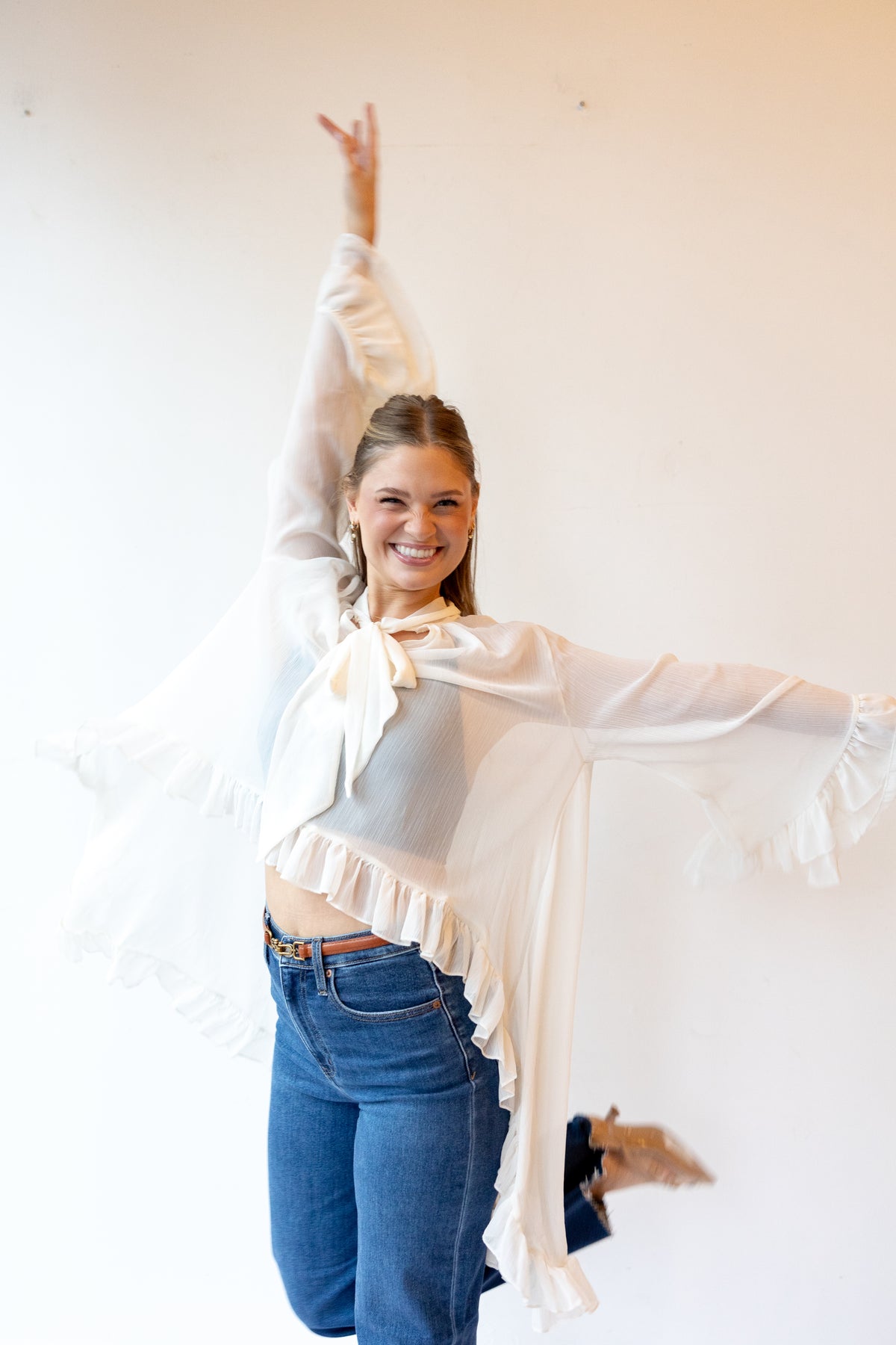 angel sheer ruffle blouse