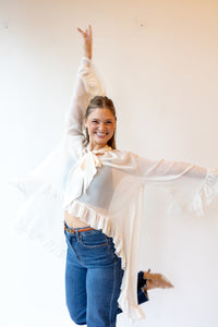 angel sheer ruffle blouse