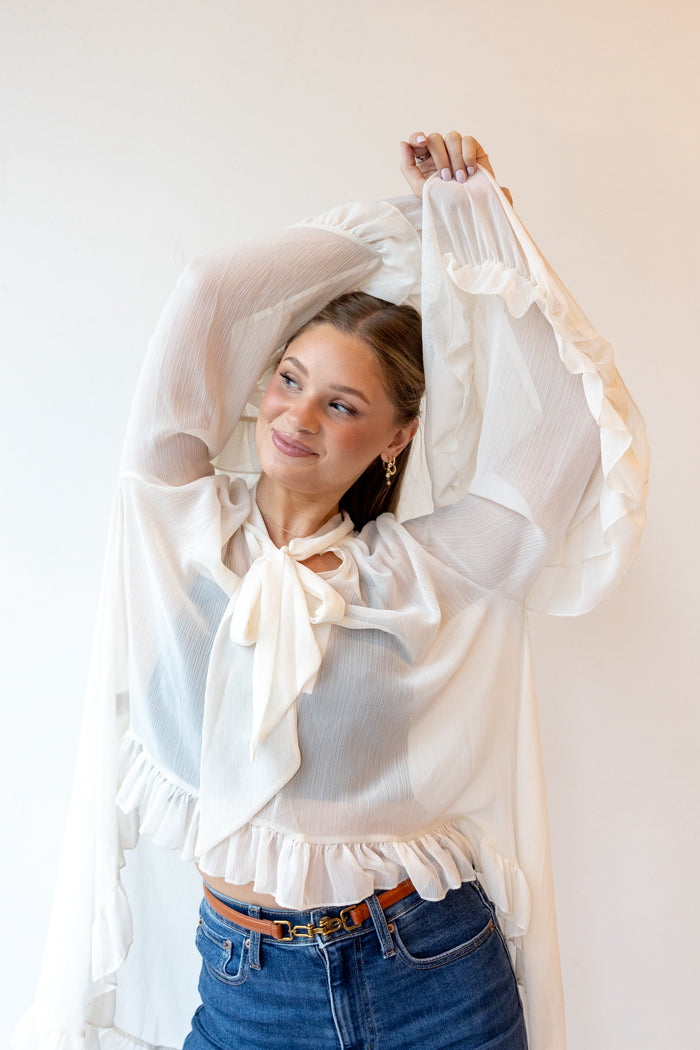 angel sheer ruffle blouse