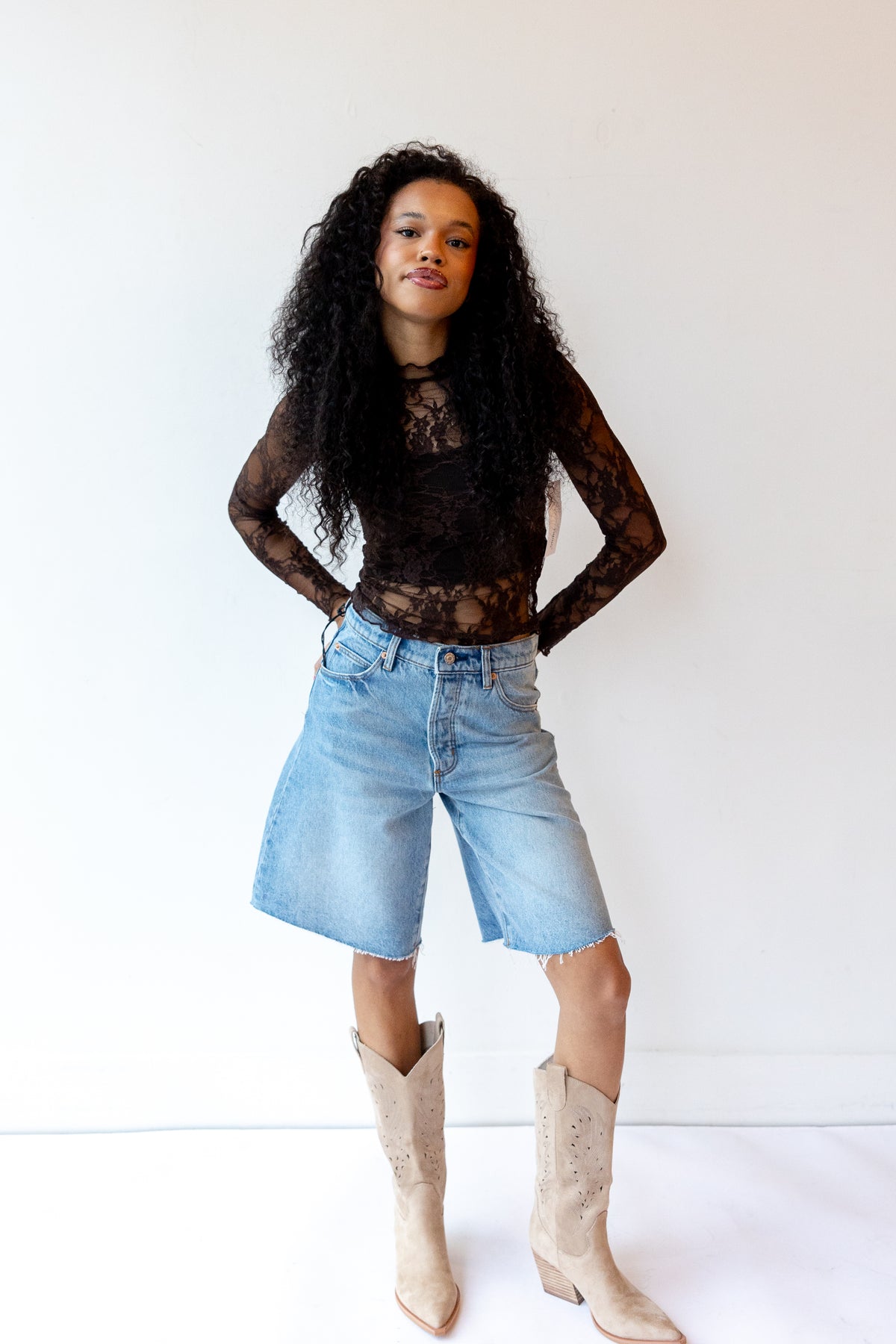 remi mesh lace top